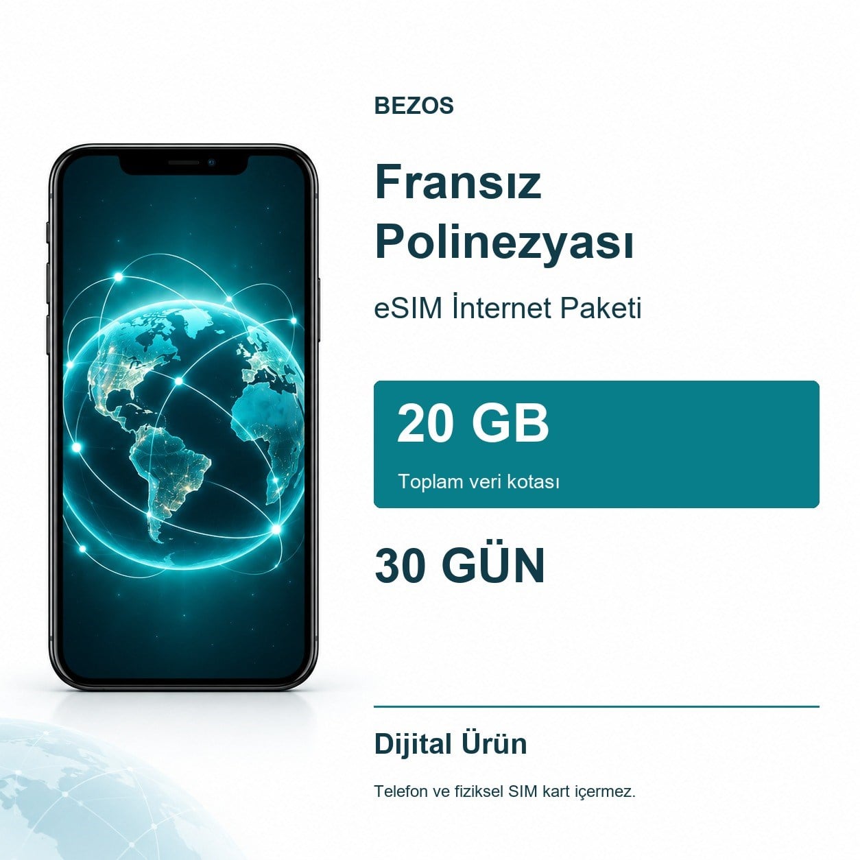 Fransız Polinezyası eSIM İnternet Paketi 20 GB 30 Gün