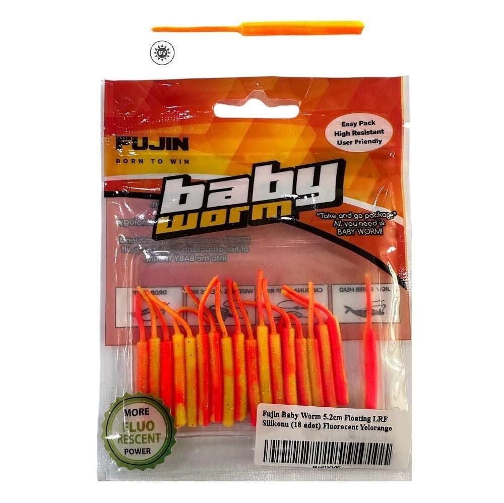 Fujin Baby Worm 5.2cm Floating LRF Silikonu - FLUORECENT YELORANGE