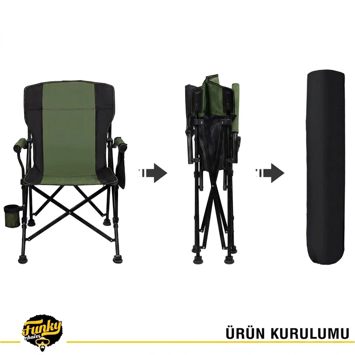 Funky Chairs River Side  Katlanabilir Kamp Sandalyesi Yeşil/Siyah