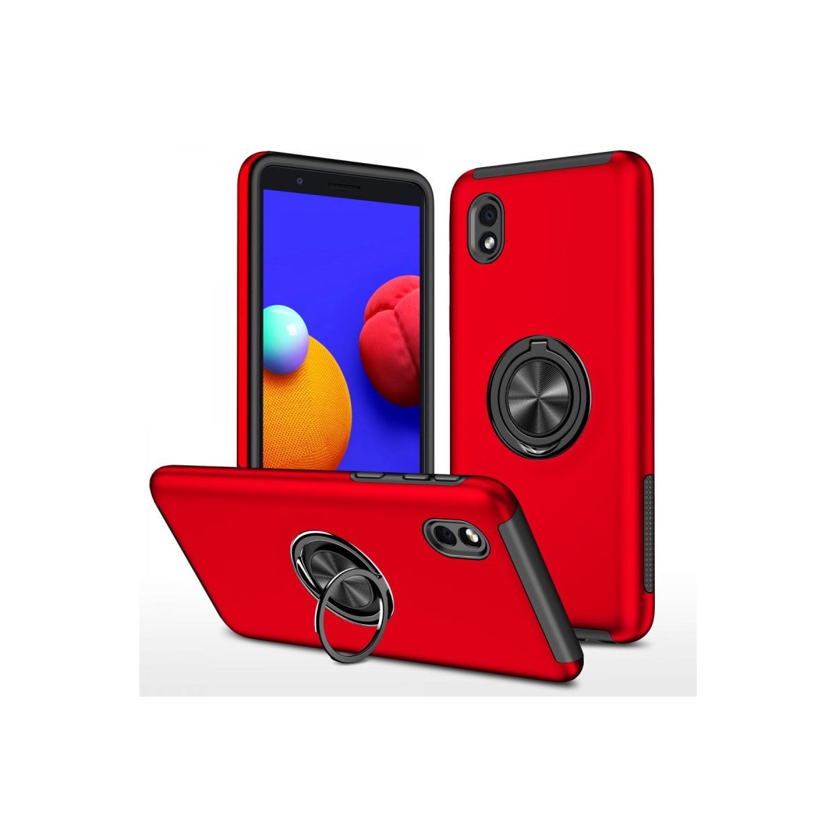 Galaxy A01 Core Kılıf Elit Yüzüklü Kapak - Kırmızı