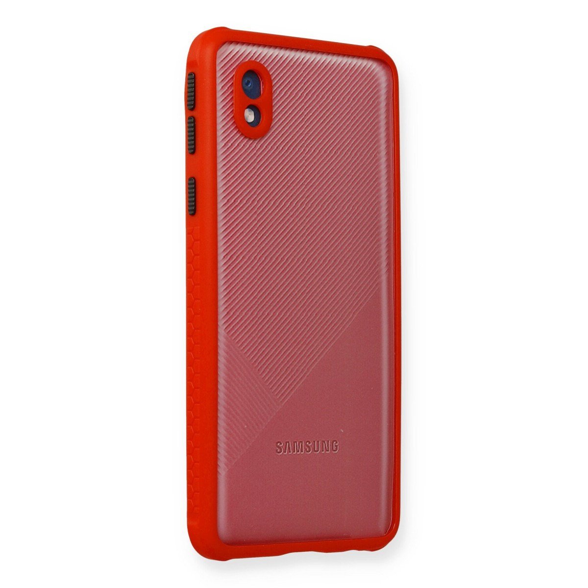 Galaxy A01 Core Kılıf Miami Şeffaf Silikon - Kırmızı