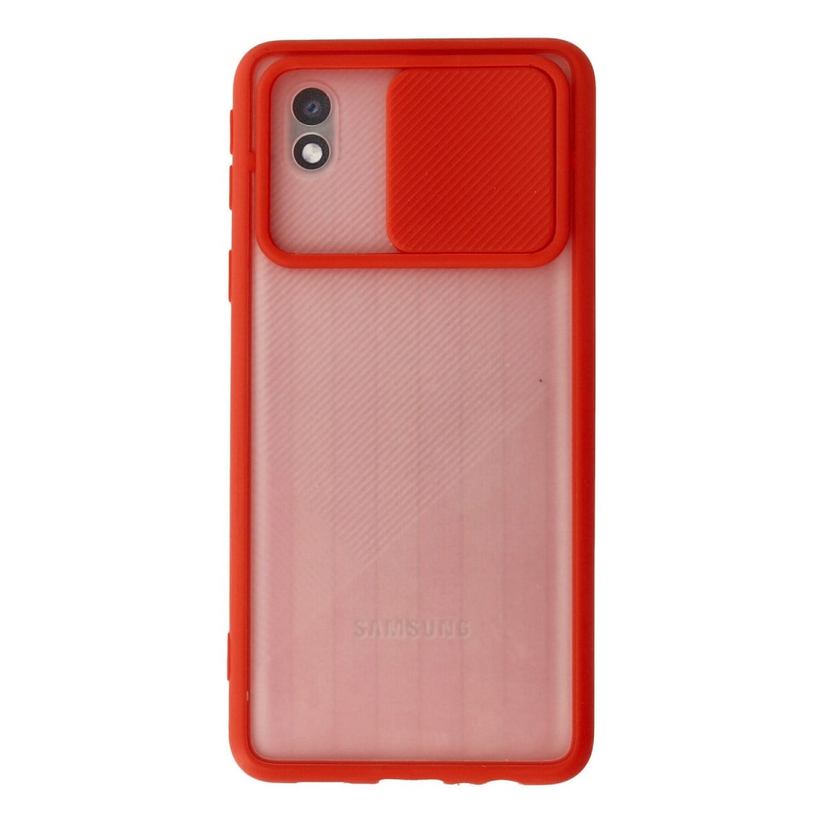 Galaxy A01 Core Kılıf Palm Buzlu Kamera Sürgülü Silikon - Kırmızı
