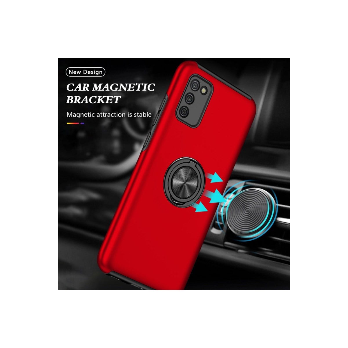 Galaxy A02S Kılıf Elit Yüzüklü Kapak - Kırmızı