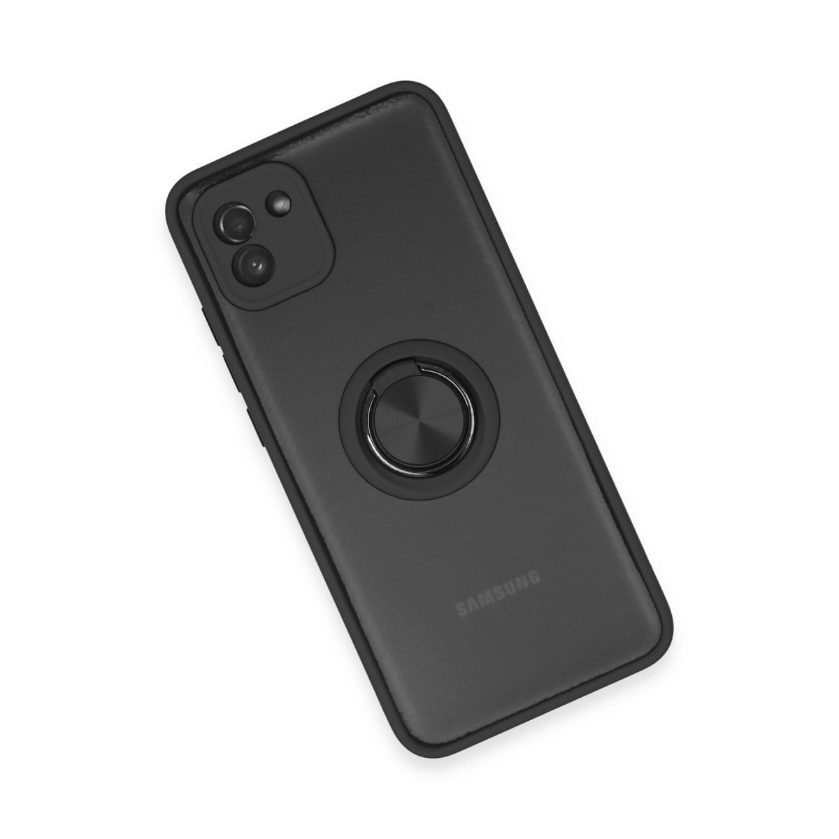 Galaxy A03 Kılıf Montreal Yüzüklü Silikon Kapak - Siyah