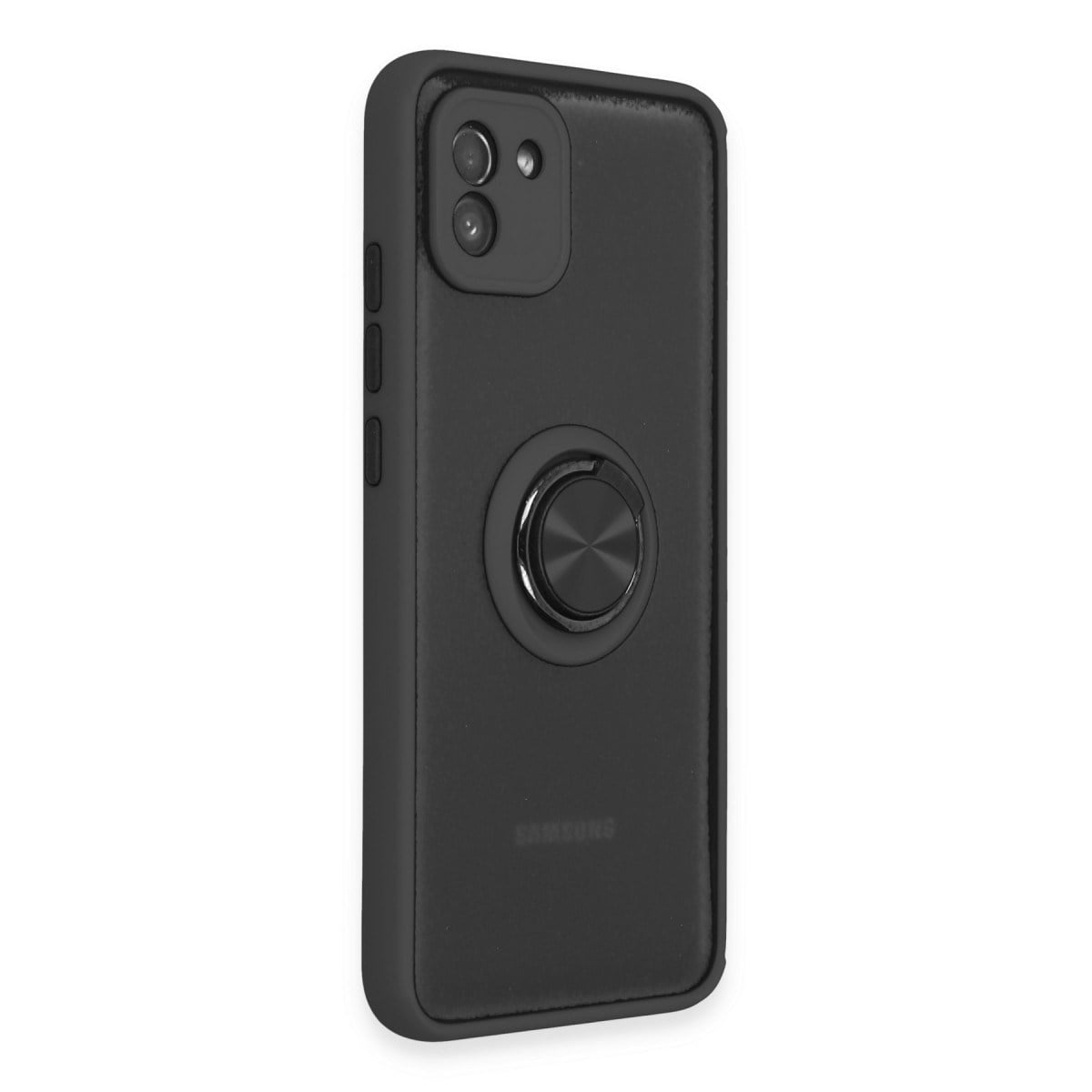 Galaxy A03 Kılıf Montreal Yüzüklü Silikon Kapak - Siyah