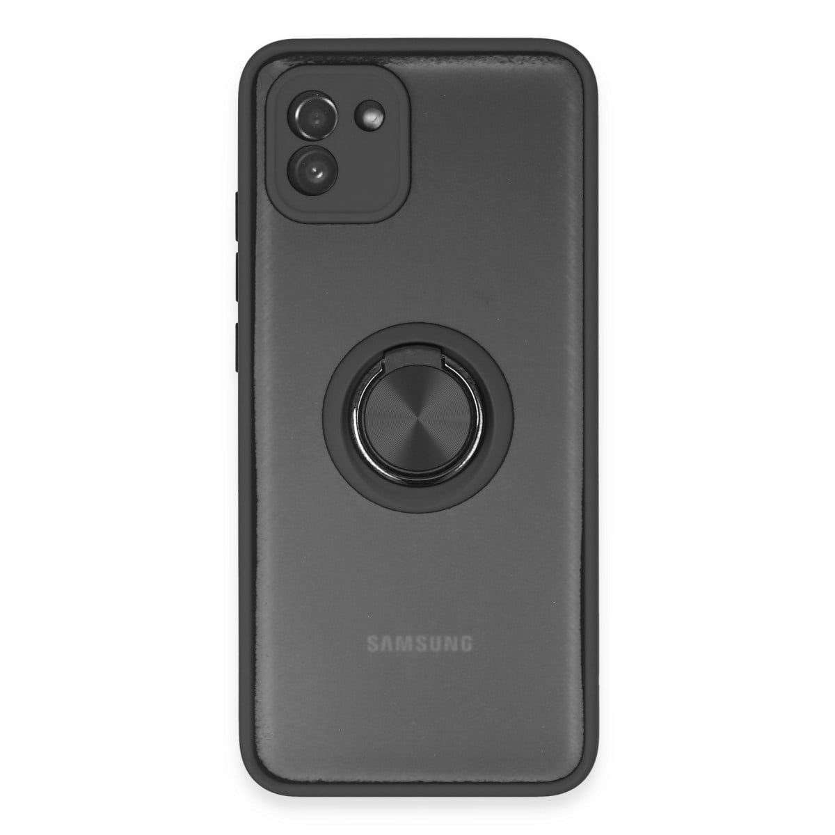 Galaxy A03 Kılıf Montreal Yüzüklü Silikon Kapak - Siyah