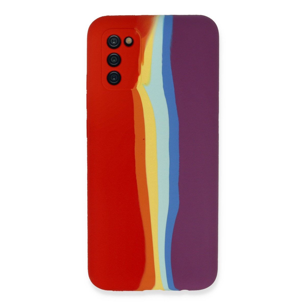Galaxy A03S Kılıf Ebruli Lansman Silikon - Kırmızı-Mor