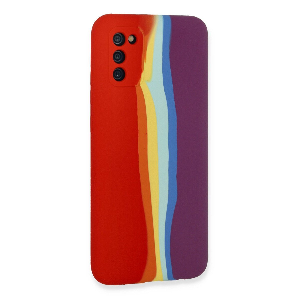 Galaxy A03S Kılıf Ebruli Lansman Silikon - Kırmızı-Mor