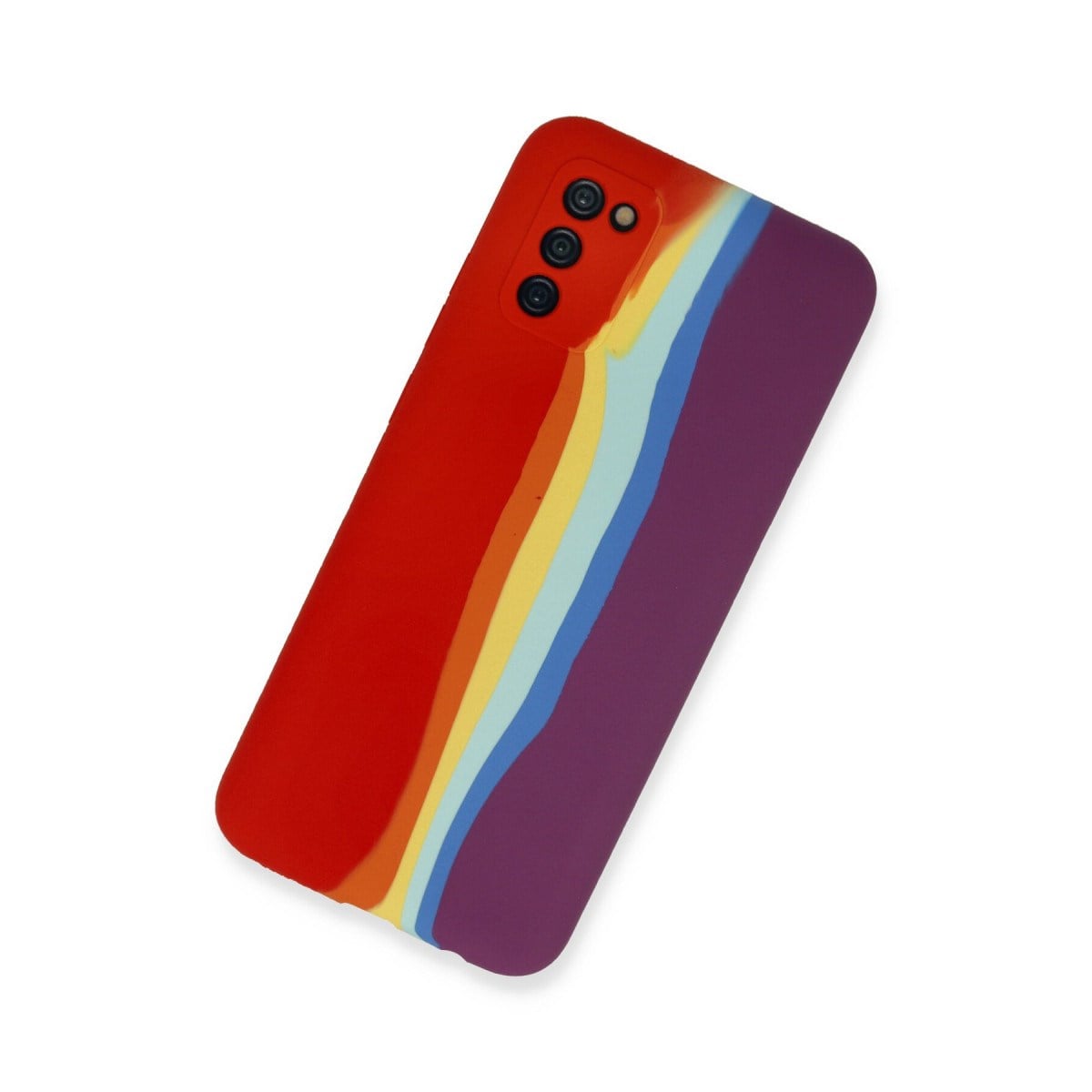 Galaxy A03S Kılıf Ebruli Lansman Silikon - Kırmızı-Mor