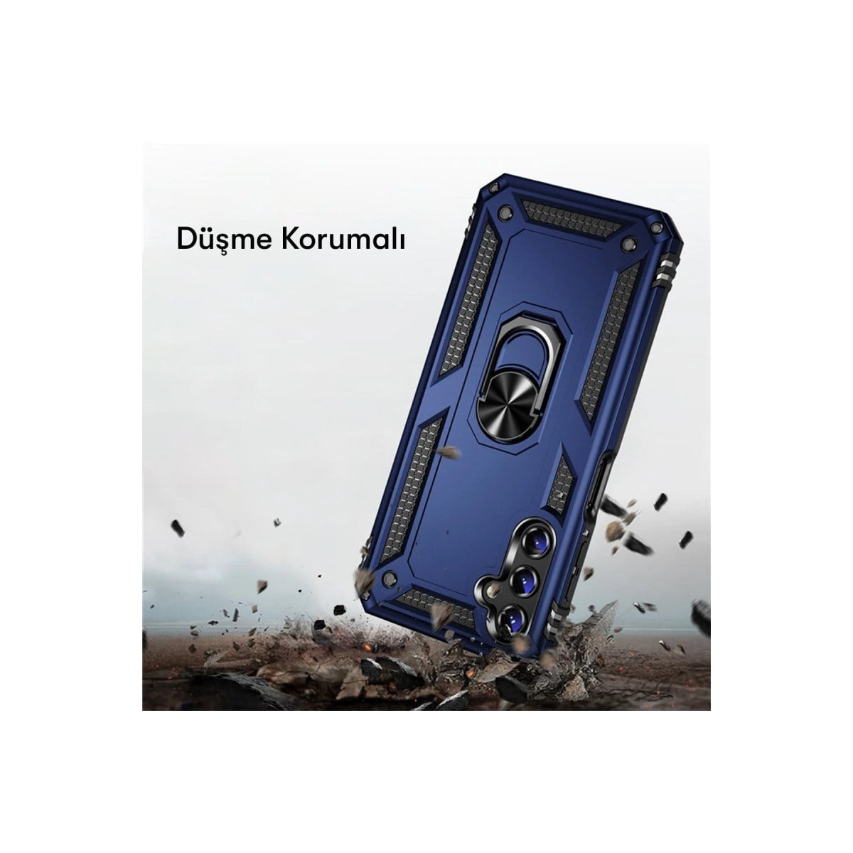 Galaxy A04S Kılıf Sofya Yüzüklü Silikon Kapak - Siyah
