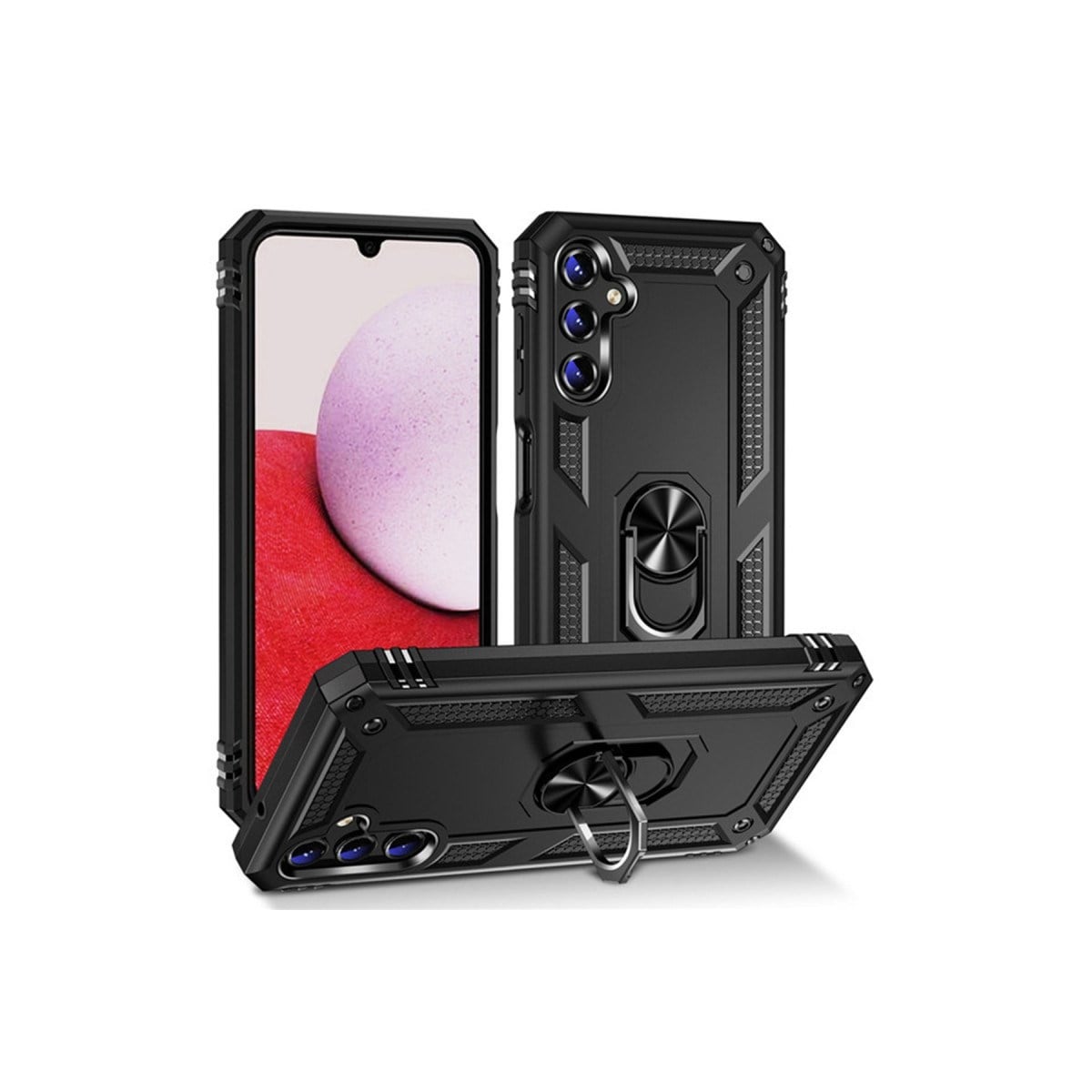 Galaxy A04S Kılıf Sofya Yüzüklü Silikon Kapak - Siyah