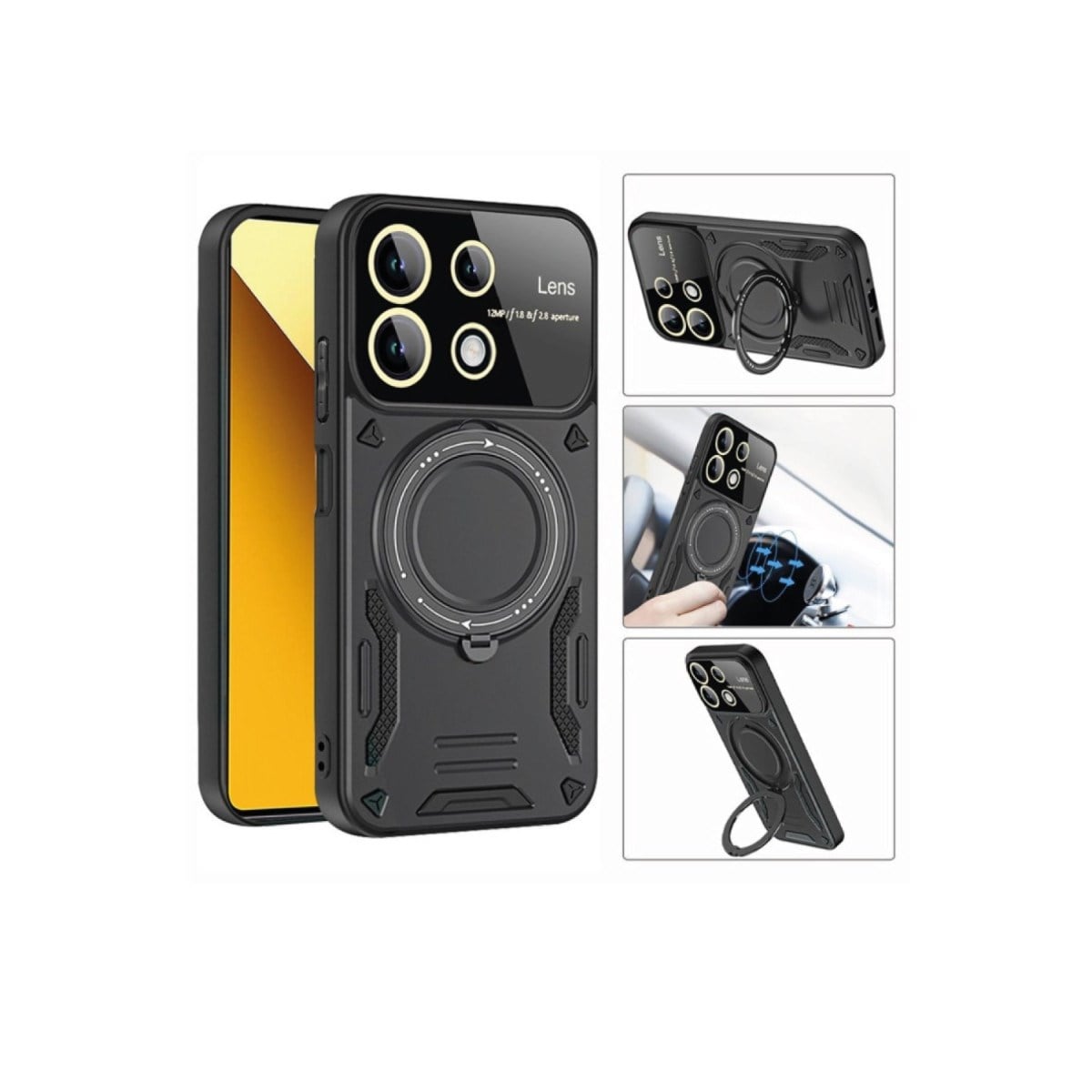 Galaxy A05 Kılıf Joy Lens Standlı Kapak - Siyah
