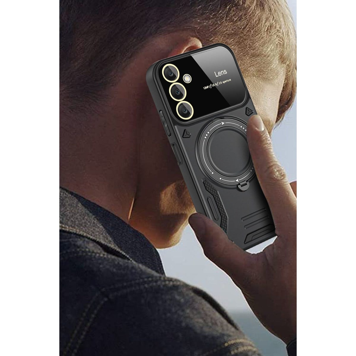 Galaxy A05S Kılıf Joy Lens Standlı Kapak - Siyah