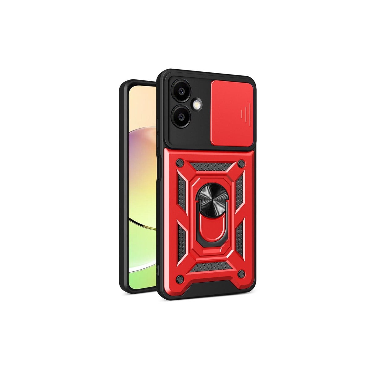 Galaxy A06 Kılıf Pars Lens Yüzüklü Silikon - Kırmızı