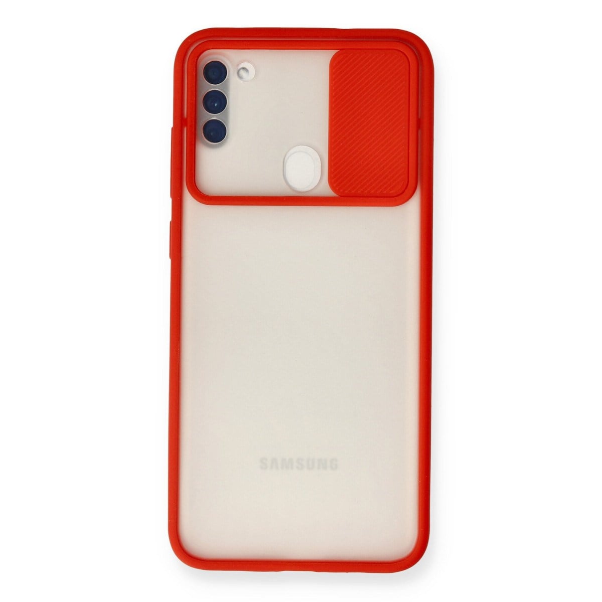 Galaxy A11 Kılıf Palm Buzlu Kamera Sürgülü Silikon - Kırmızı