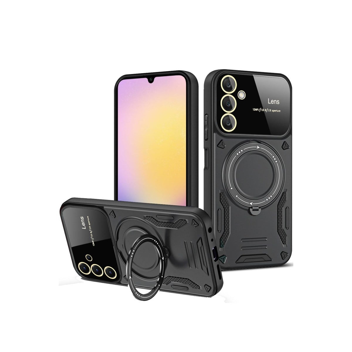 Galaxy A14 4G Kılıf Joy Lens Standlı Kapak - Siyah