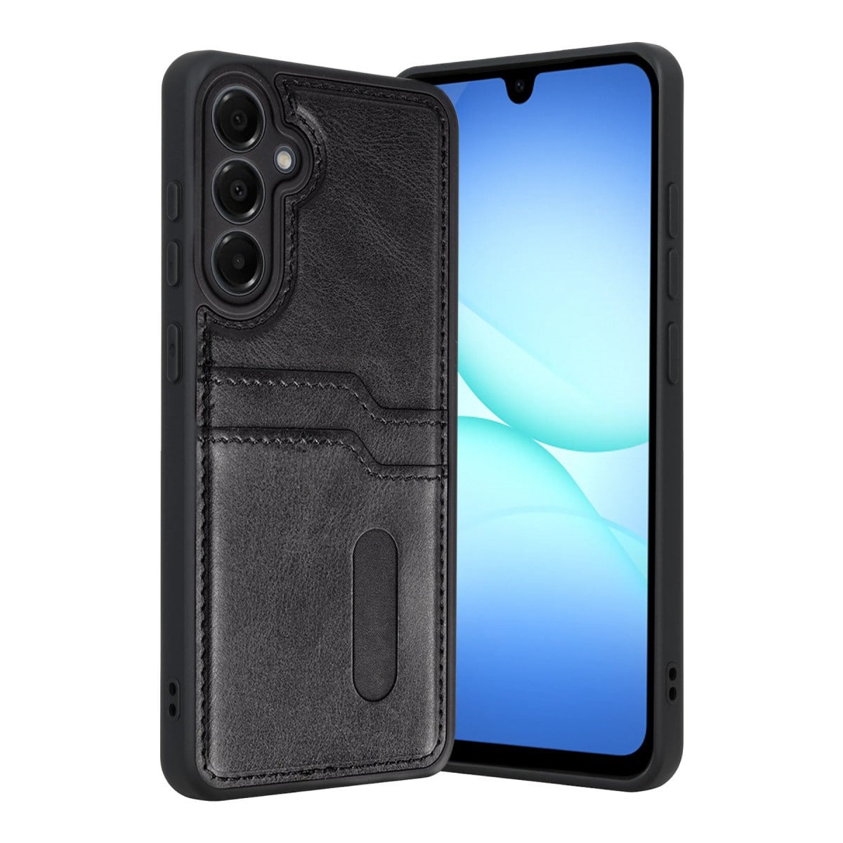 Galaxy A17 5G Sara Kartvizitli Deri Kılıf - Siyah
