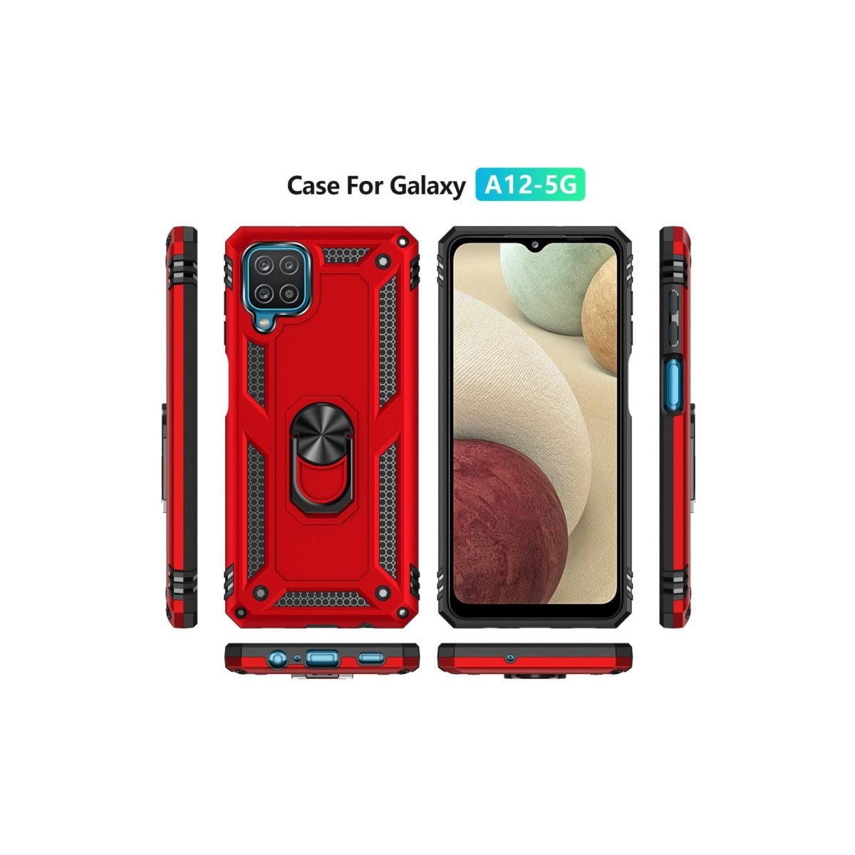 Galaxy A22 Kılıf Sofya Yüzüklü Silikon Kapak - Kırmızı