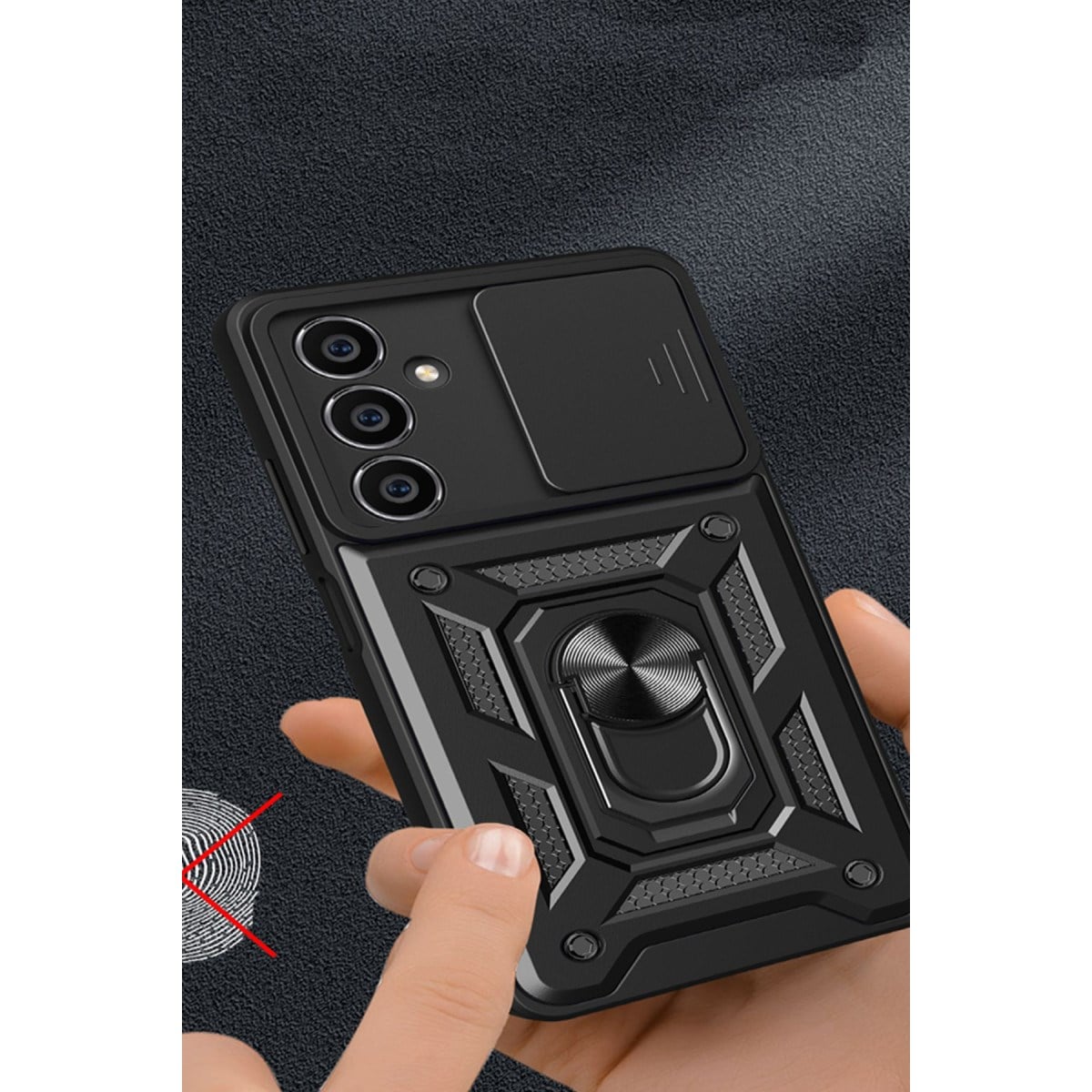 Galaxy A25 5G Kılıf Pars Lens Yüzüklü Silikon - Siyah
