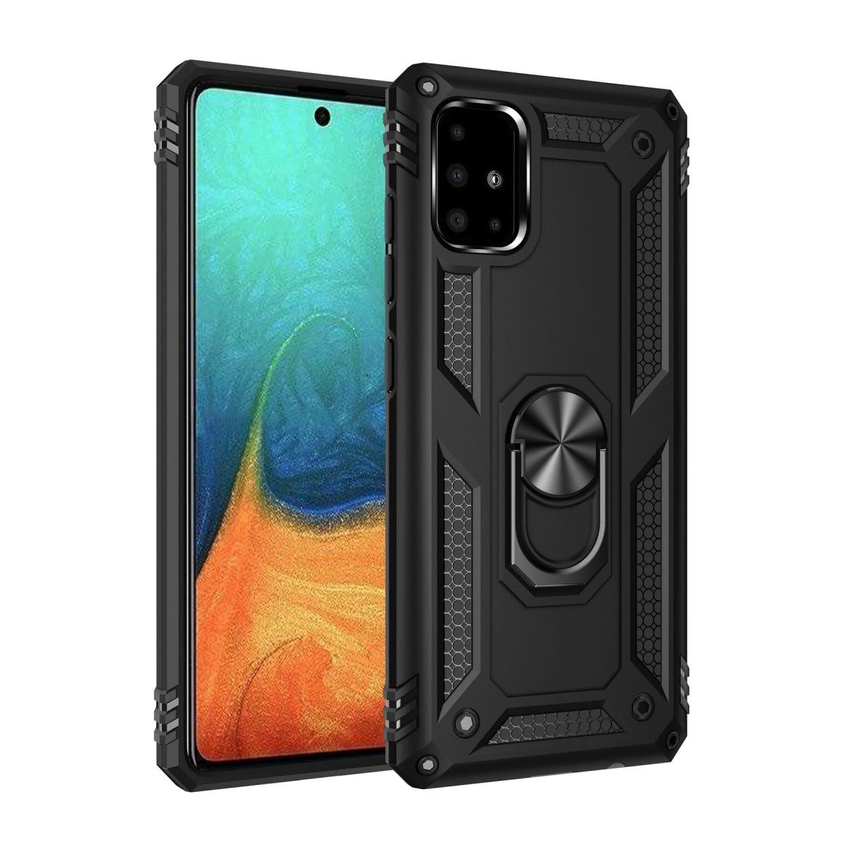 Galaxy A71 Kılıf Sofya Yüzüklü Silikon Kapak - Siyah