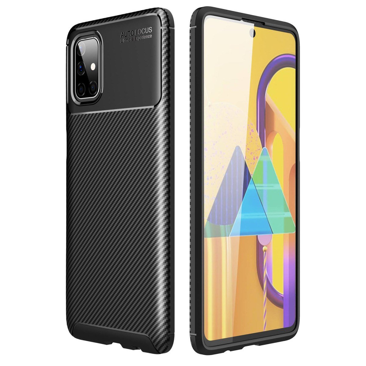 Galaxy M51 Kılıf Auto Focus Karbon Kapak - Siyah