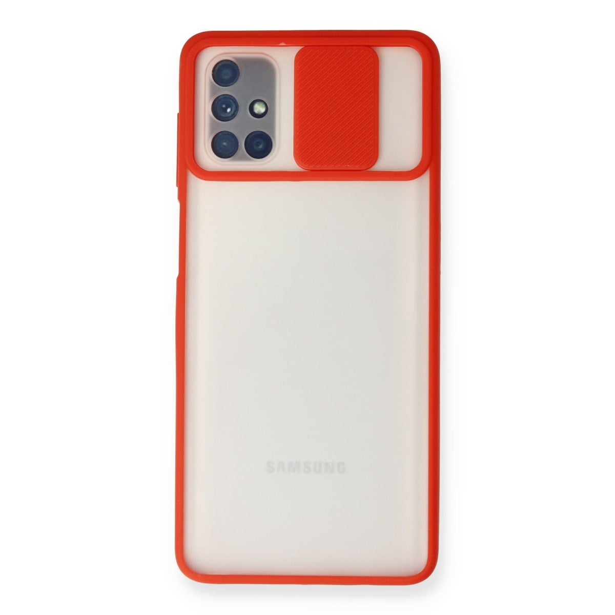 Galaxy M51 Kılıf Palm Buzlu Kamera Sürgülü Silikon - Kırmızı