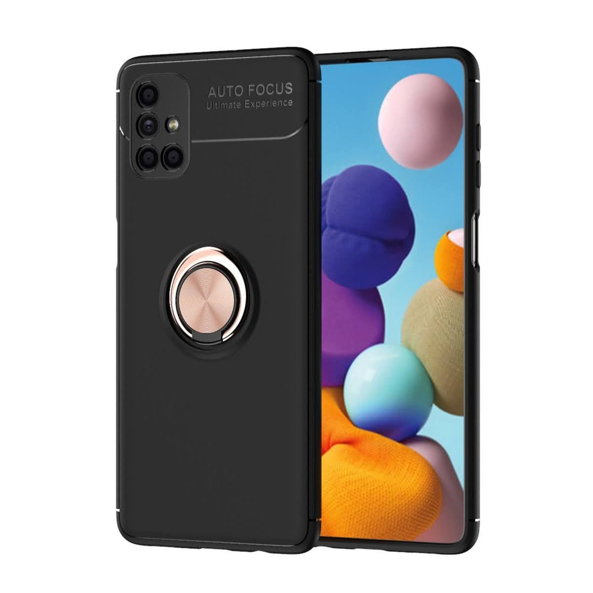 Galaxy M51 Kılıf Range Yüzüklü Silikon - Siyah-Gold