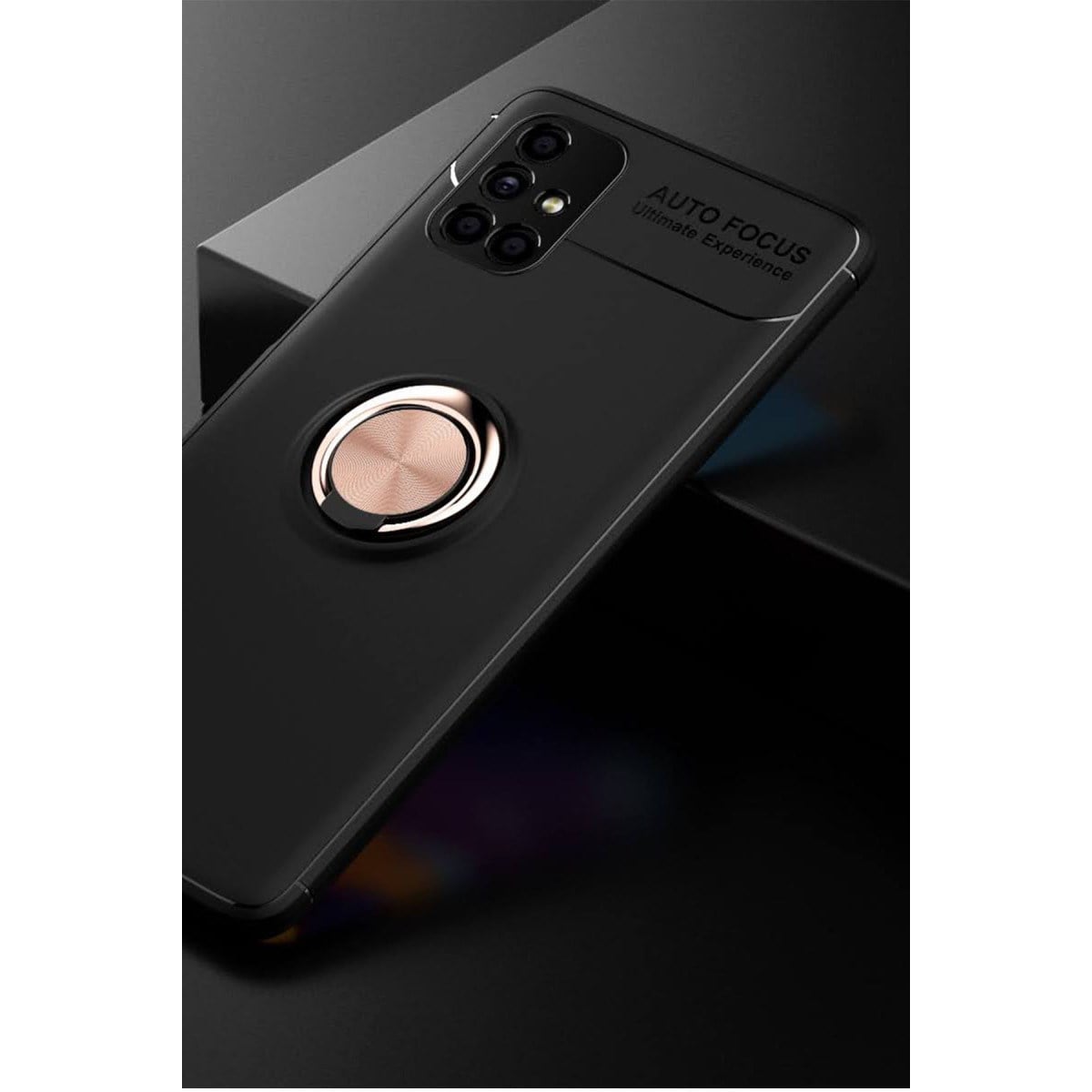 Galaxy M51 Kılıf Range Yüzüklü Silikon - Siyah-Gold