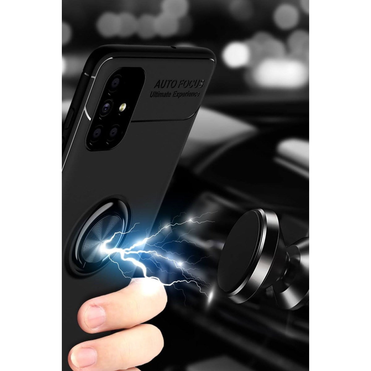 Galaxy M51 Kılıf Range Yüzüklü Silikon - Siyah-Gold