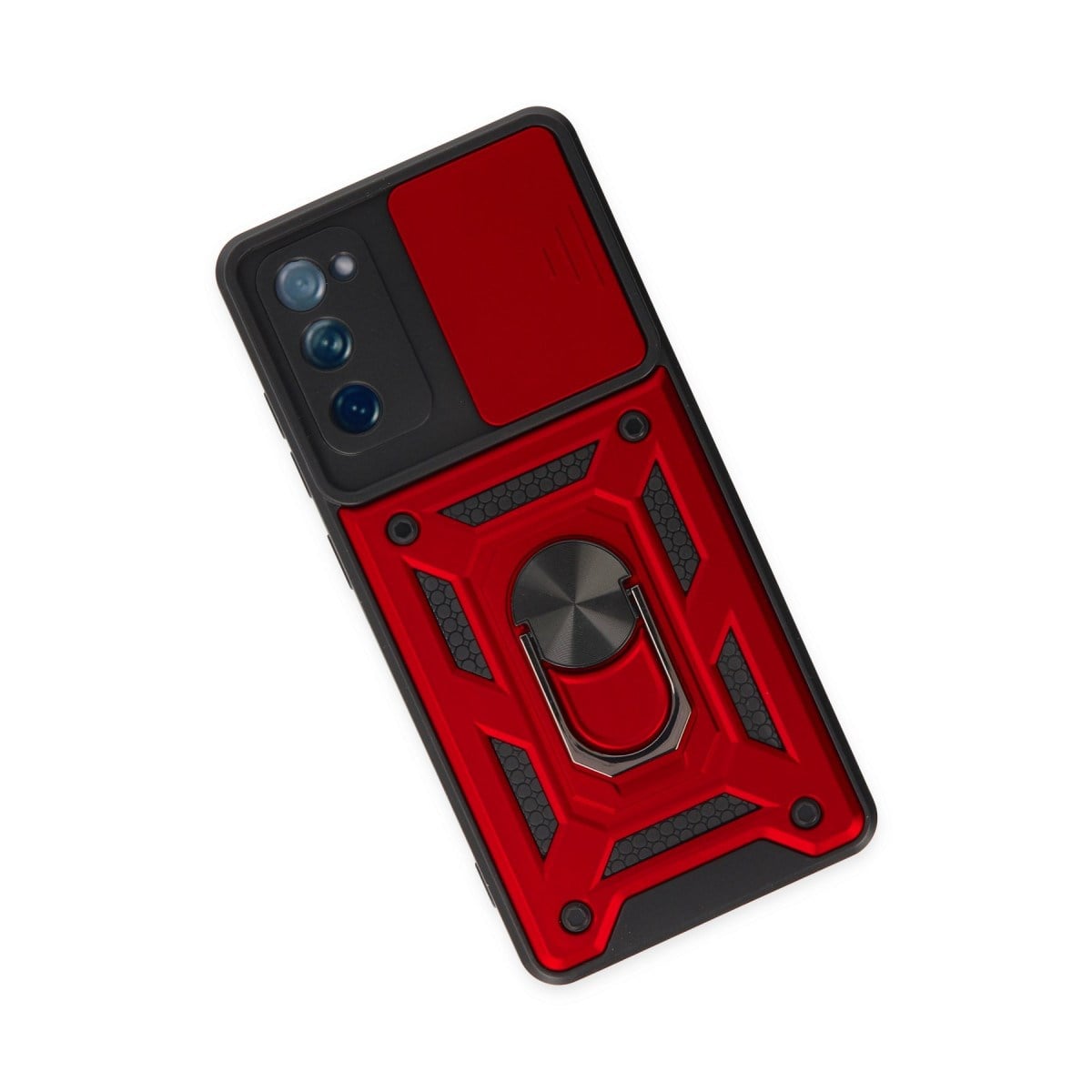 Galaxy S20 FE Kılıf Pars Lens Yüzüklü Silikon - Kırmızı