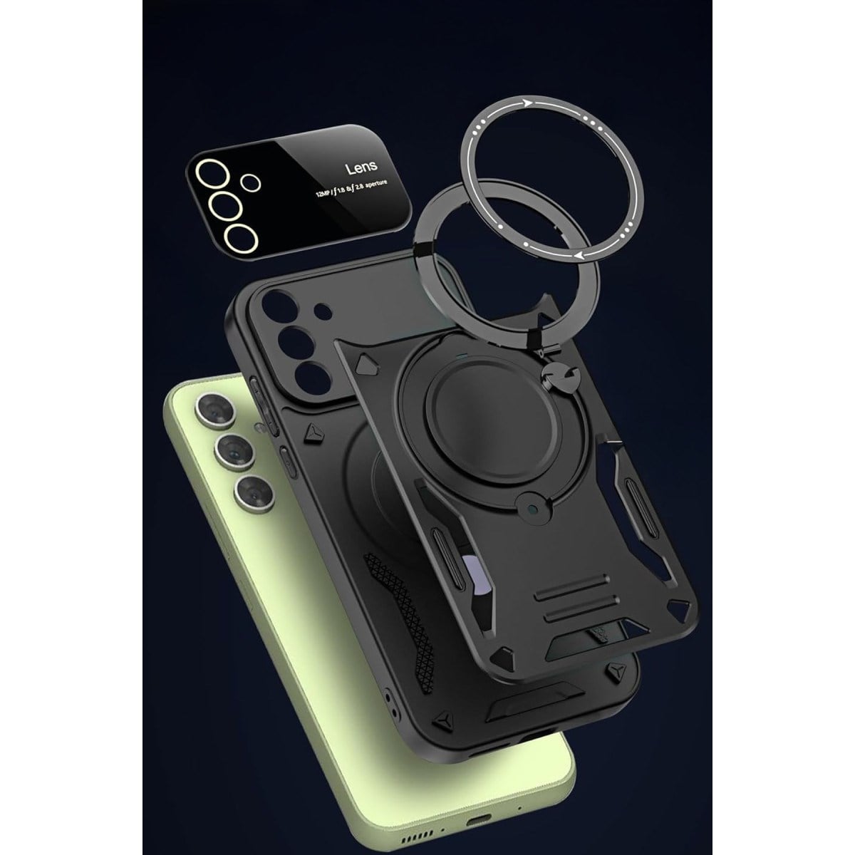 Galaxy S24 FE Kılıf Joy Lens Standlı Kapak - Siyah
