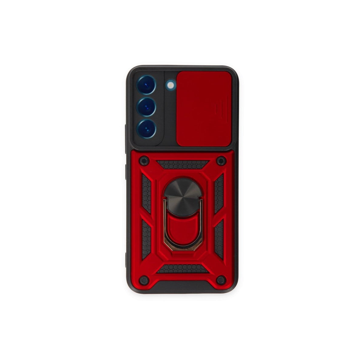 Galaxy S24 Kılıf Pars Lens Yüzüklü Silikon - Kırmızı