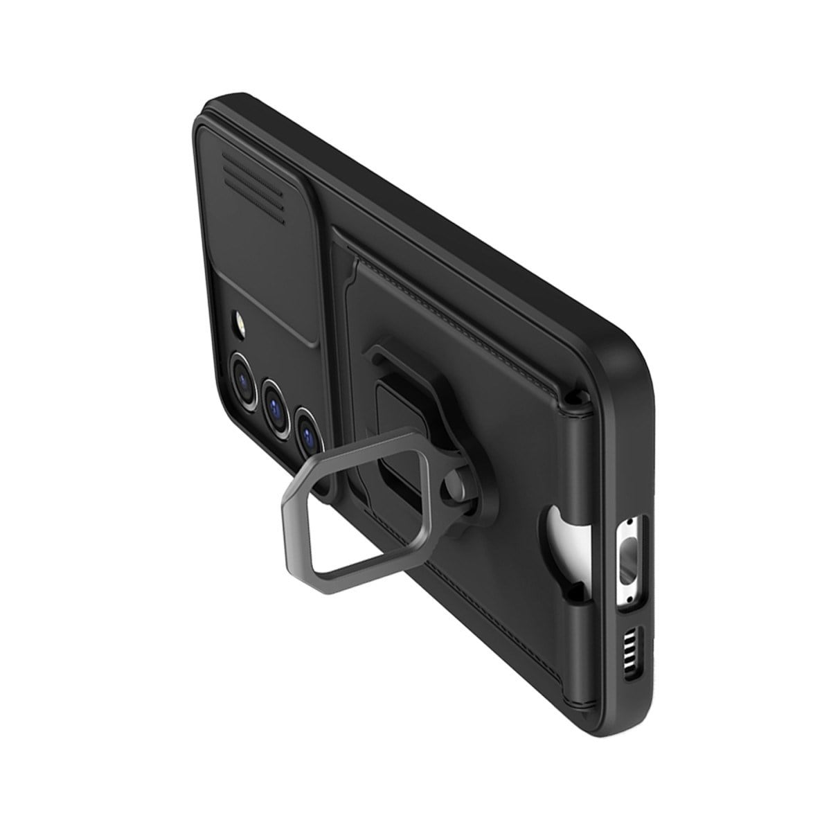 Galaxy S24 Plus Kılıf Zuma Kartvizitli Yüzüklü Silikon - Siyah