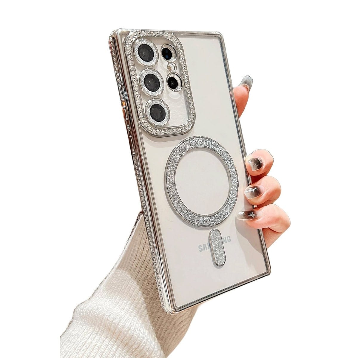 Galaxy S24 Ultra Kılıf Joke Simli Magneticsafe Kılıf - Siyah