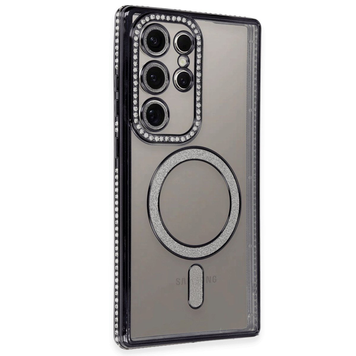 Galaxy S24 Ultra Kılıf Joke Simli Magneticsafe Kılıf - Siyah