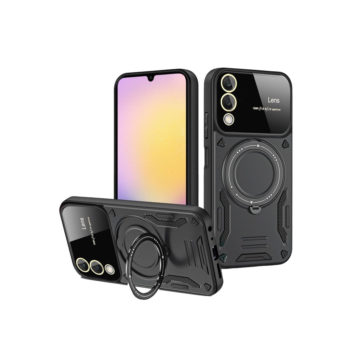 Galaxy S25 Edge Kılıf Joy Lens Standlı Kapak - Siyah