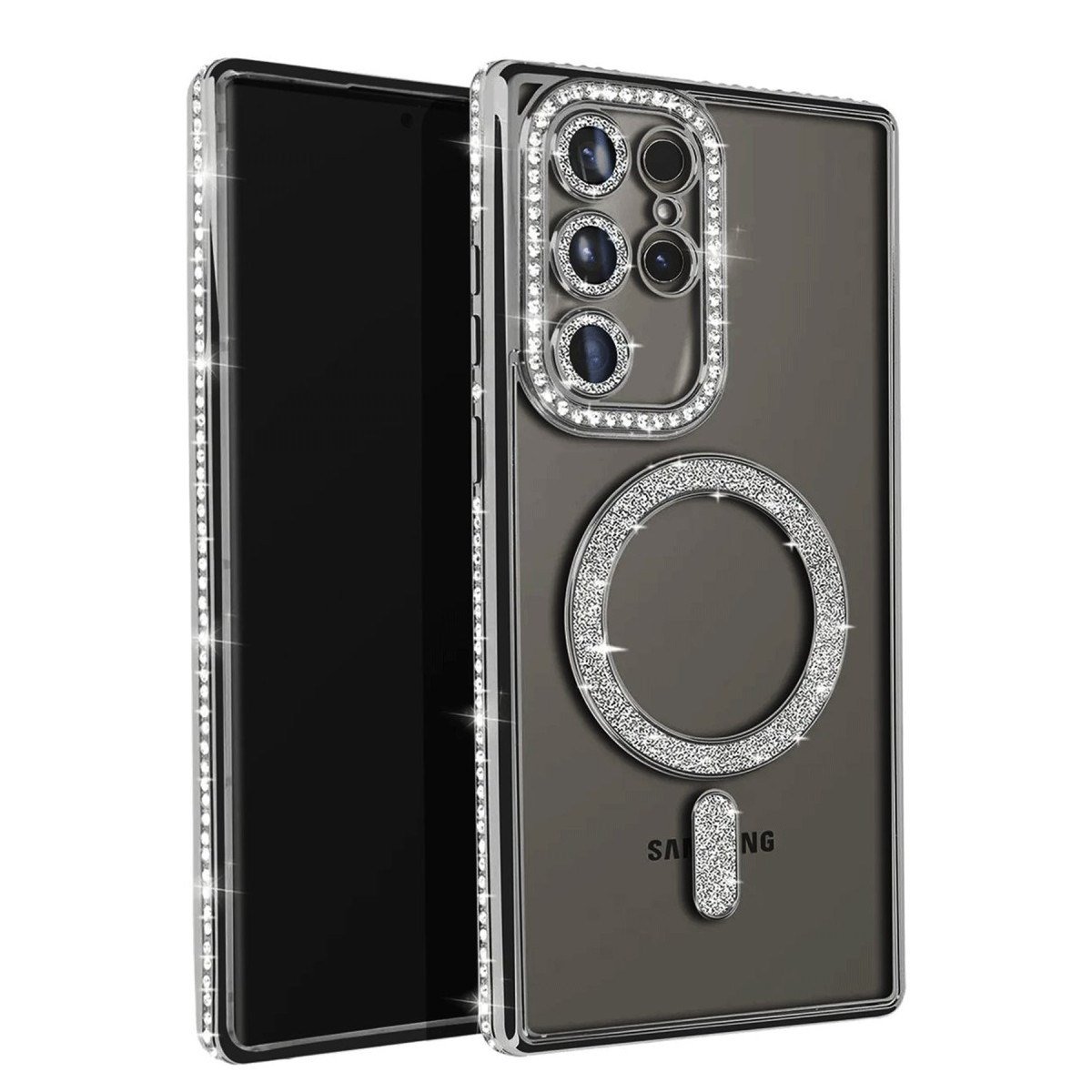 Galaxy S25 Ultra Kılıf Joke Simli Magneticsafe Kılıf - Siyah