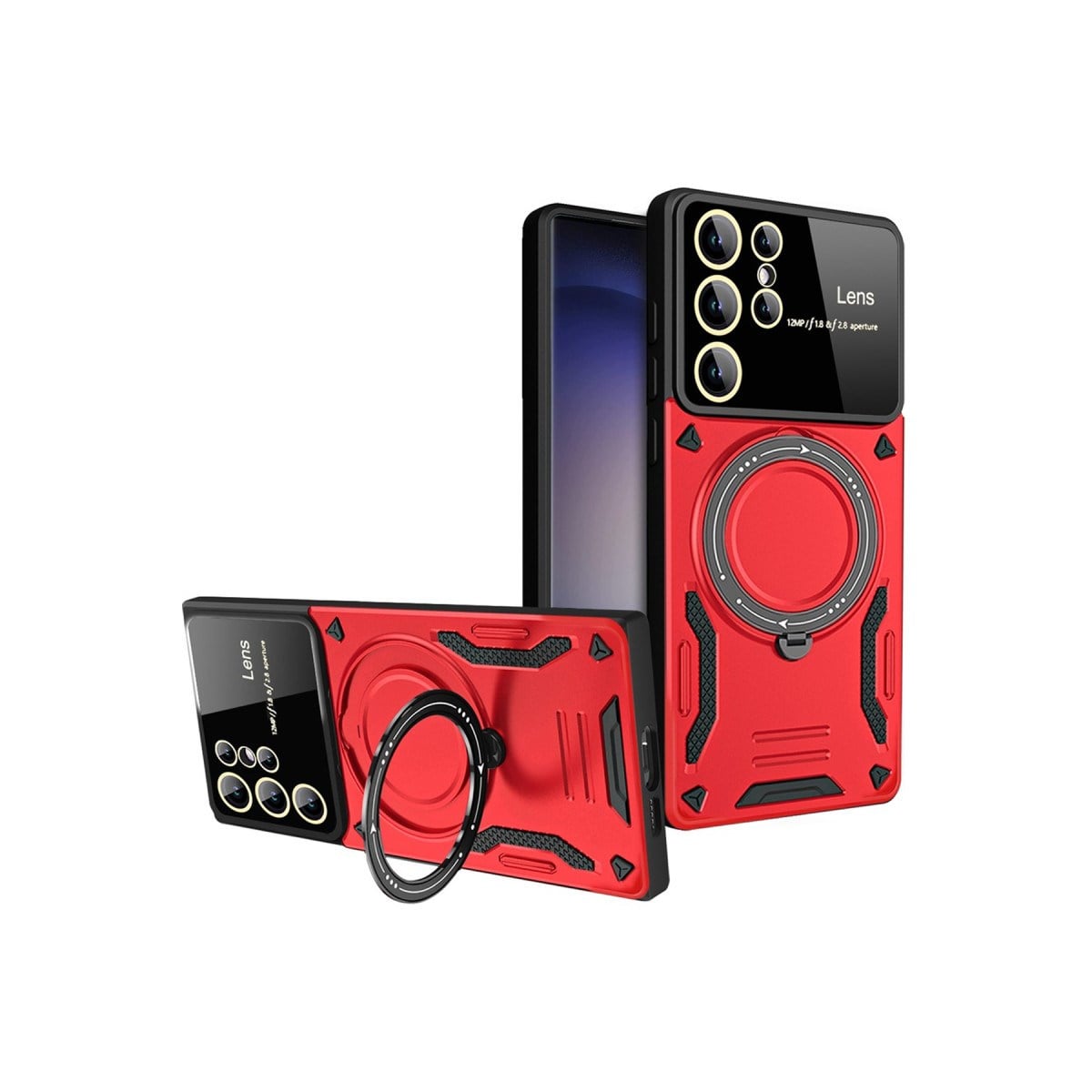 Galaxy S25 Ultra Kılıf Joy Lens Standlı Kapak - Kırmızı