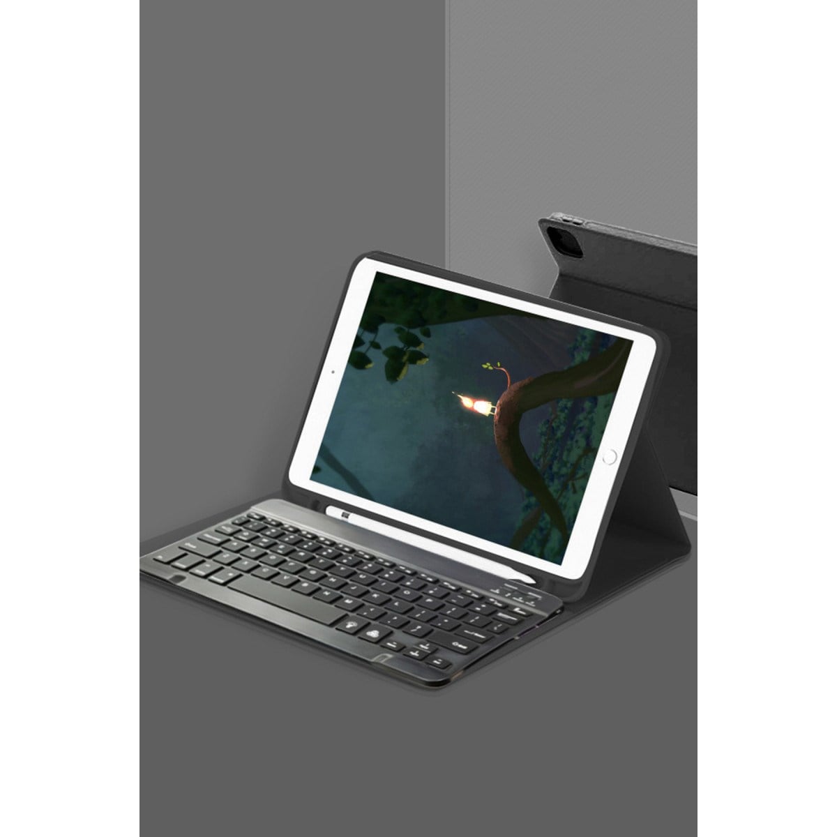 Galaxy T220 Tab A7 Lite Kılıf KC01 Smart Klavyeli Tablet Kılıfı - Siyah