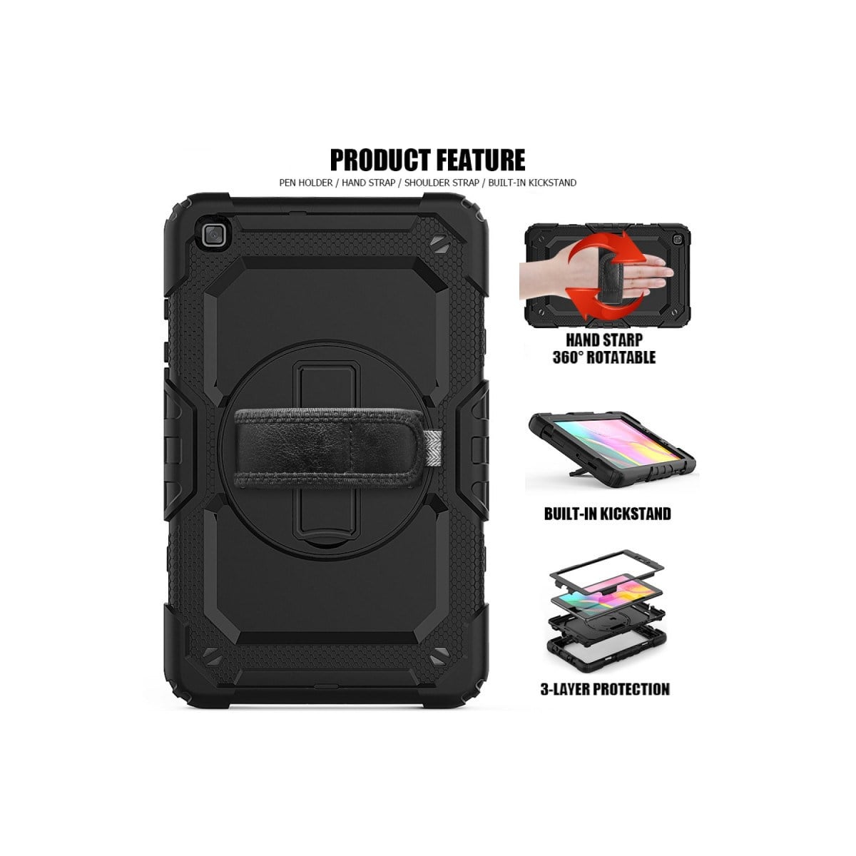 Galaxy T290 Tab A 8 Kılıf Pars Tablet Kapak - Siyah
