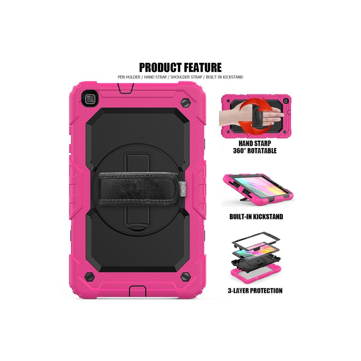 Galaxy T290 Tab A 8 Kılıf Pars Tablet Kapak - Pembe