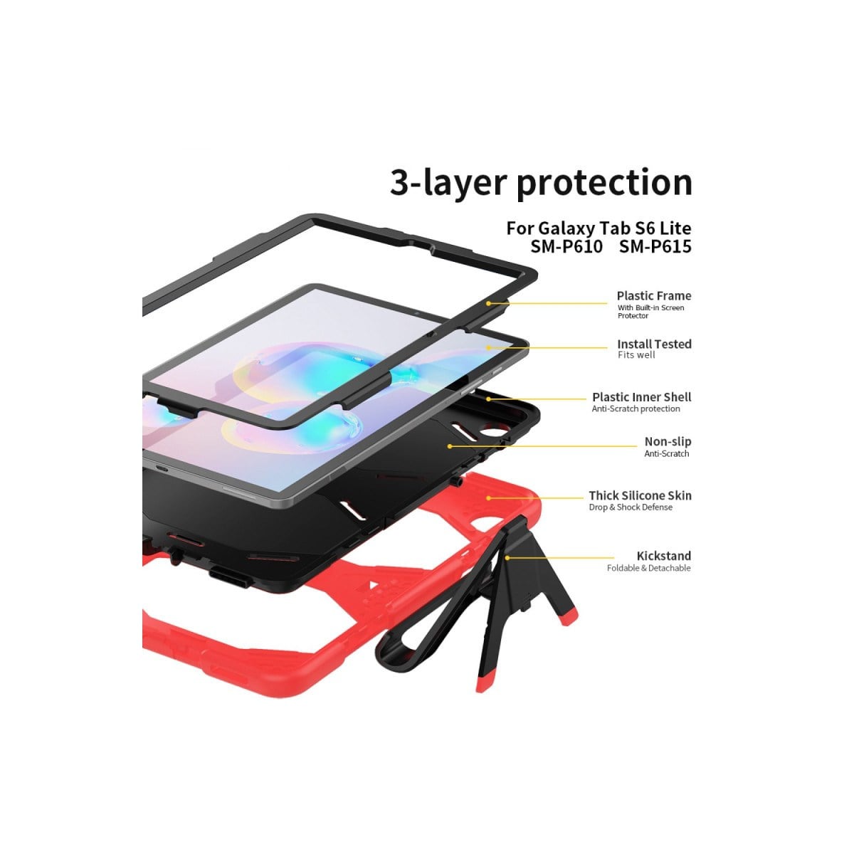 Galaxy T500 Tab A7 10.4 Kılıf Griffin Tablet Kapak - Kırmızı