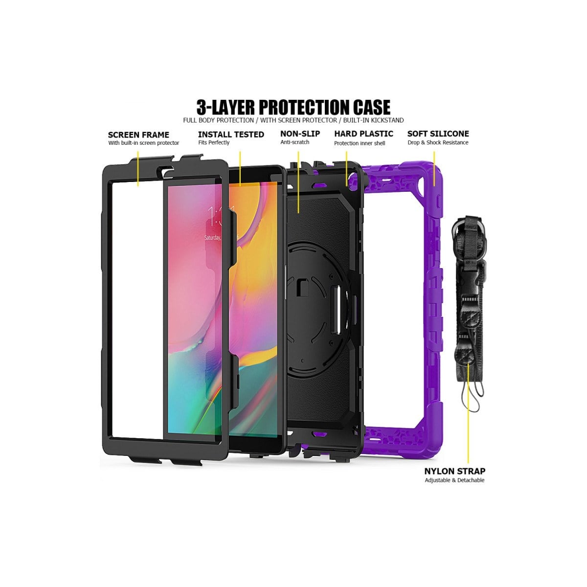 Galaxy T510 Tab A 10.1 Kılıf Pars Tablet Kapak - Mor