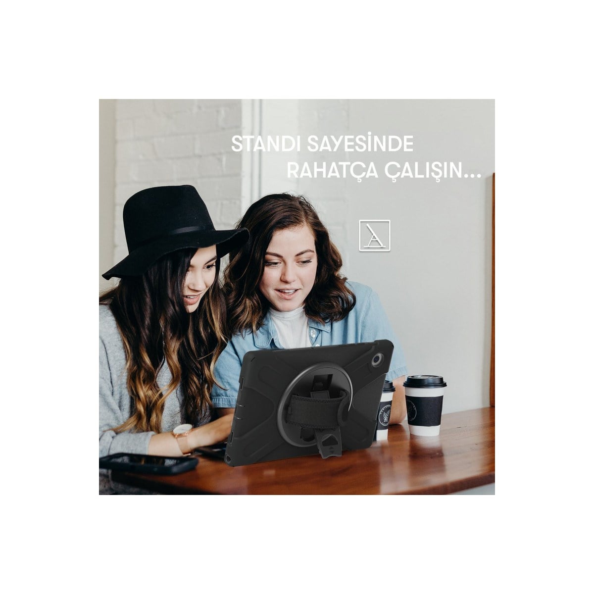 Galaxy T577 Tab Active 3 Kılıf Amazing Tablet Kapak - Siyah