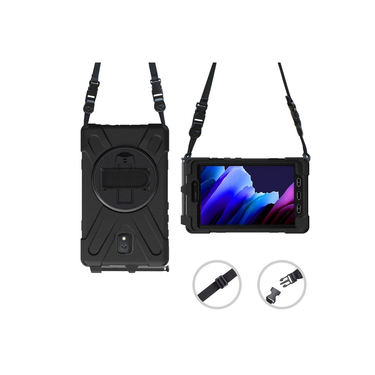 Galaxy T577 Tab Active 3 Kılıf Amazing Tablet Kapak - Siyah