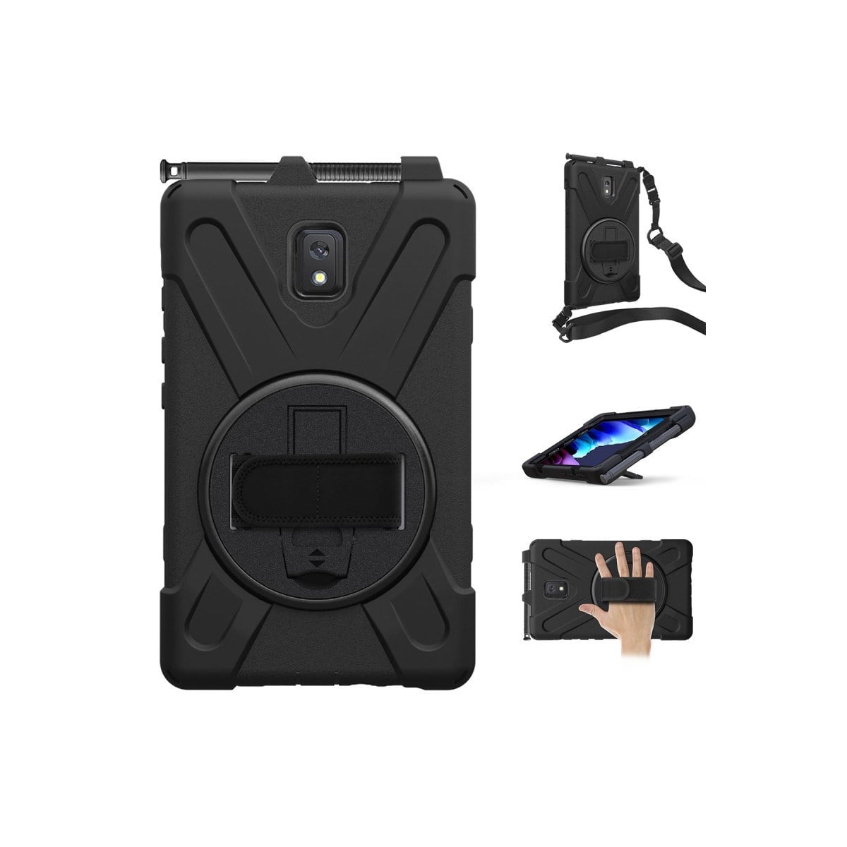 Galaxy T577 Tab Active 3 Kılıf Amazing Tablet Kapak - Siyah