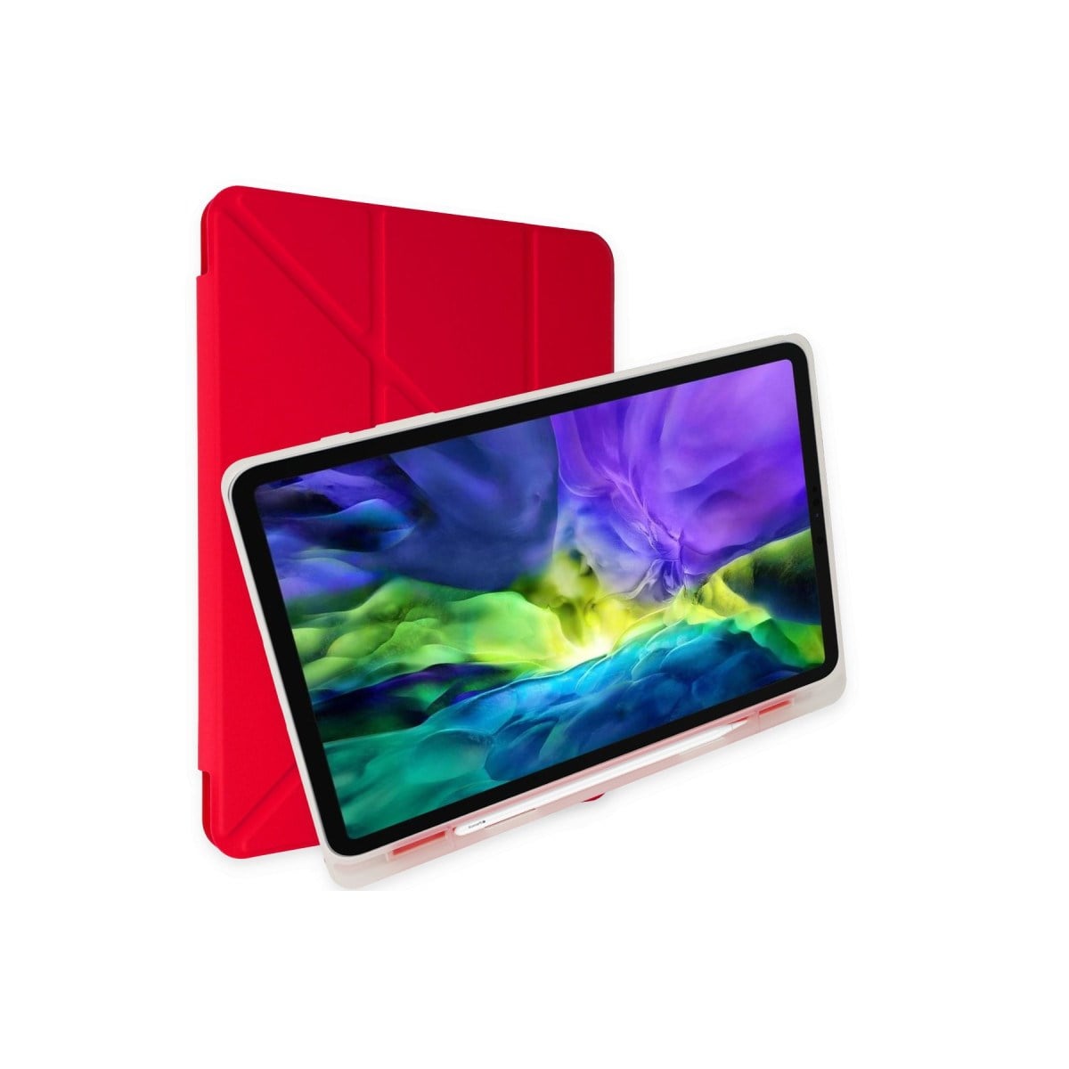 Galaxy T737 Tab S7 FE 12.4 Kılıf Kalemlikli Mars Tablet Kılıfı - Kırmızı