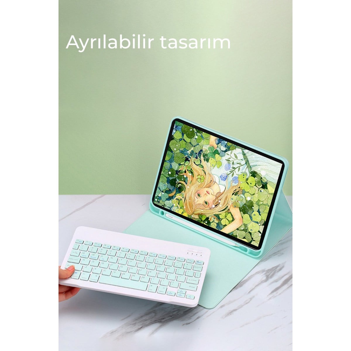 Galaxy X200 Tab A8 10.5 Kılıf KC01 Smart Klavyeli Tablet Kılıfı - Siyah