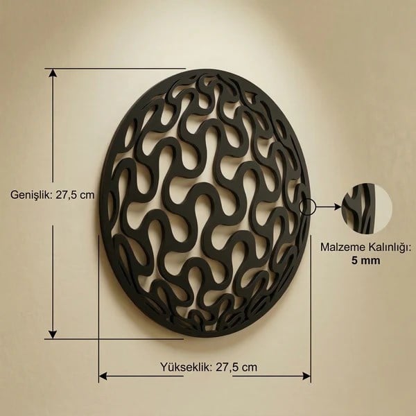 Geometrik Desenli Daire Duvar Tablosu MDF Lazer Kesim Modern Minimal Duvar Süsü