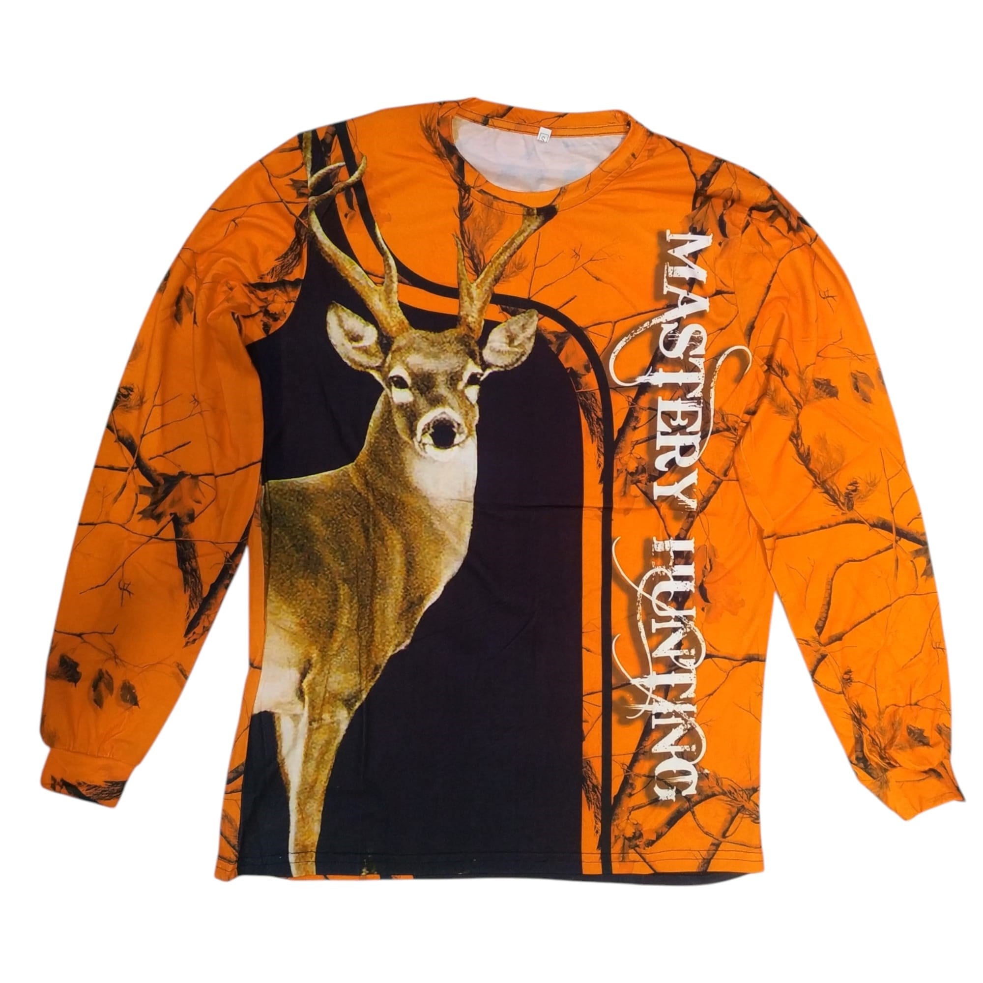 Geyik Desenli Turuncu Kamuflaj Sıfır Yaka Uzun Kollu Sweatshirt - XL